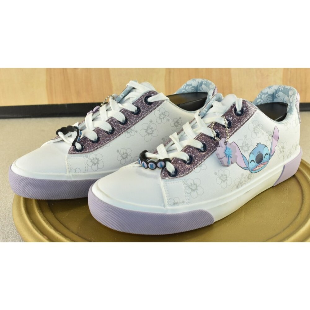 Disney GroundUp Women Shoes Size 8 Lilo & Stitch Ohana Low Top Sneakers w/Charms